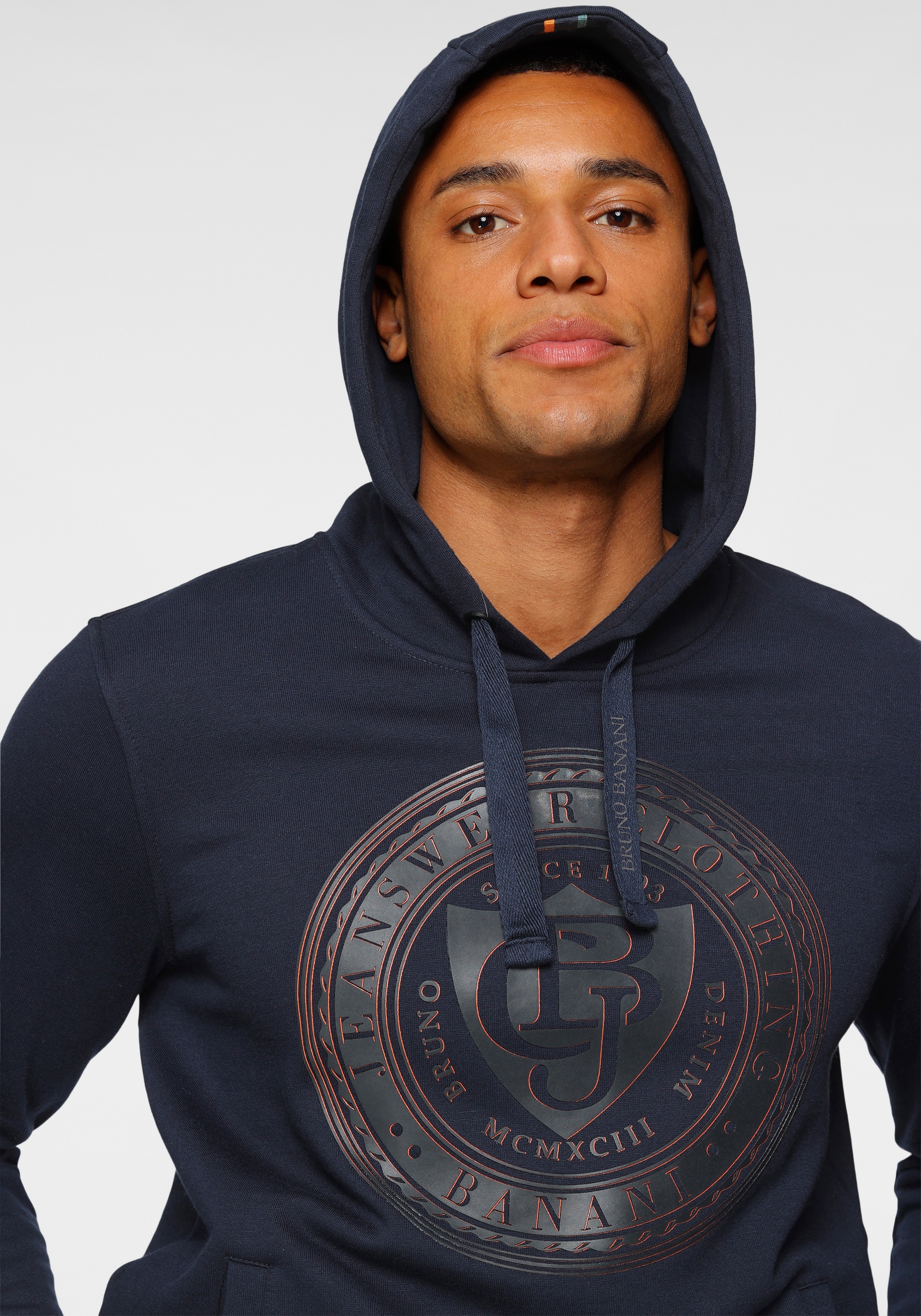 Bruno Banani Kapuzensweatshirt , Langarm,  schmale Passform,  bedruckte Optik