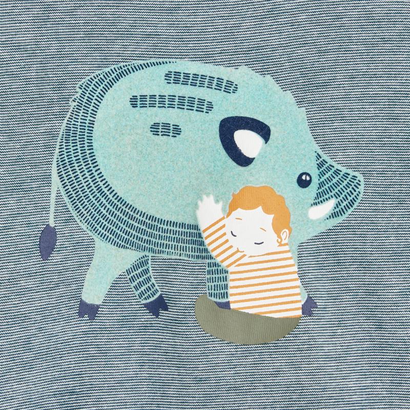 T-shirt fines rayures sanglier vert bébé garçon Vert