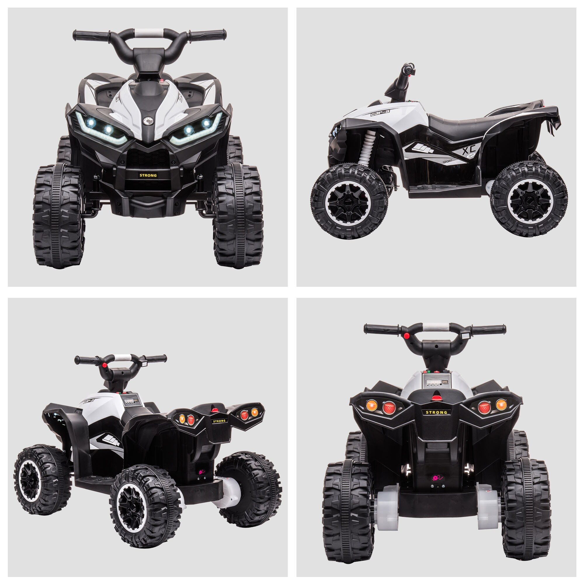 HOMCOM Elektro-Quad mit USB-Anschluss schwarz, weiß 83L x 53B x 55,5H cm