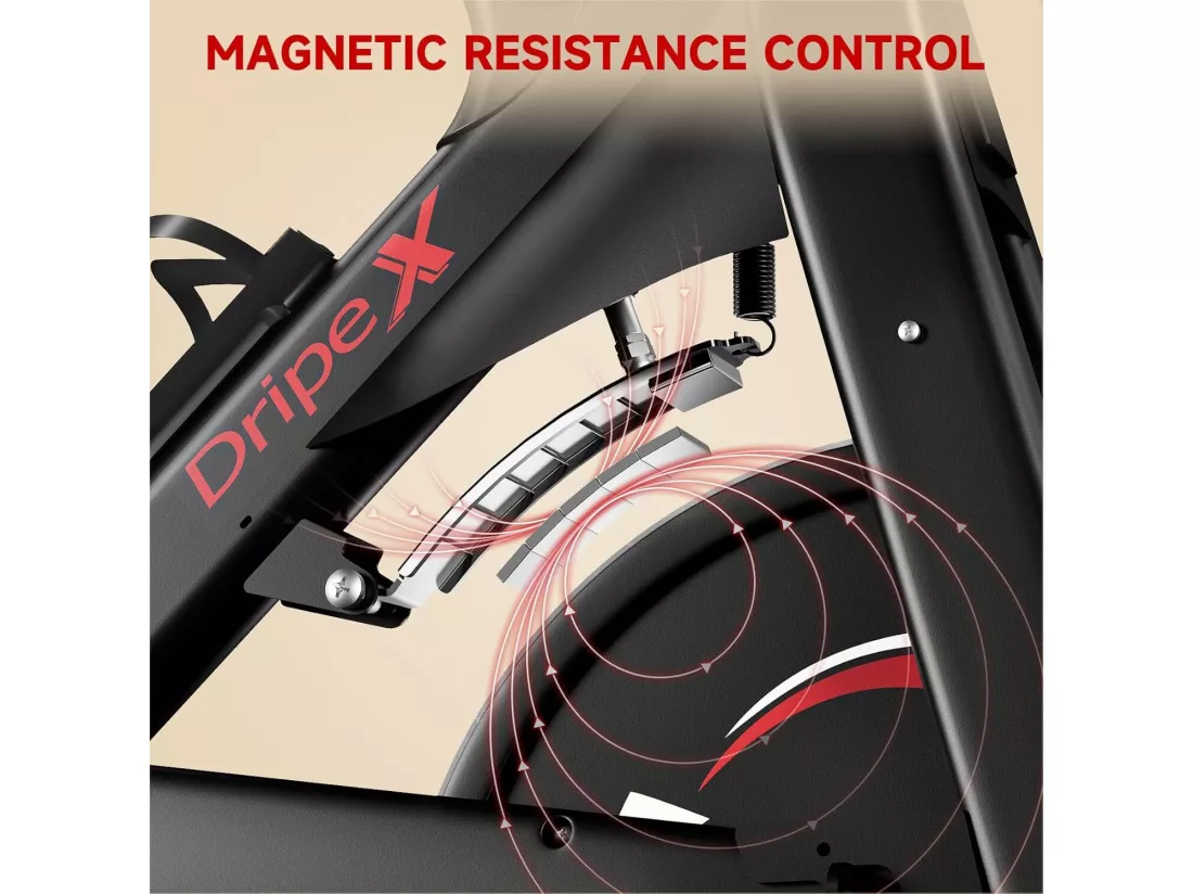 Vélo d'Appartement DripeX, vélo spinning avec roue d'inertie 8Kg, avec Siège Réglable et Moniteur LCD, capteur fréquence cardiaque