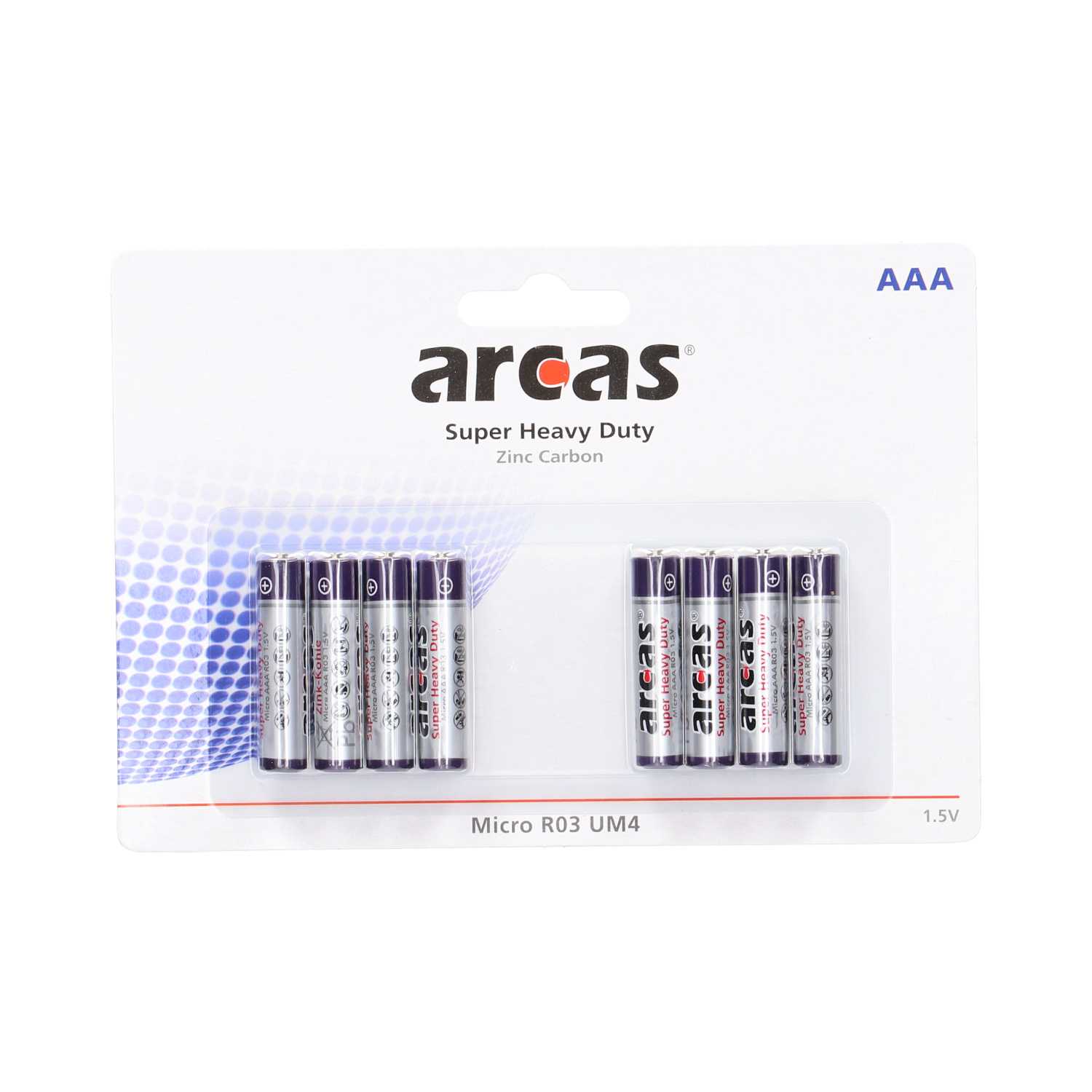 Arcas Micro-Batterien Zink-Kohle 1,5 V AAA/LR03 8er