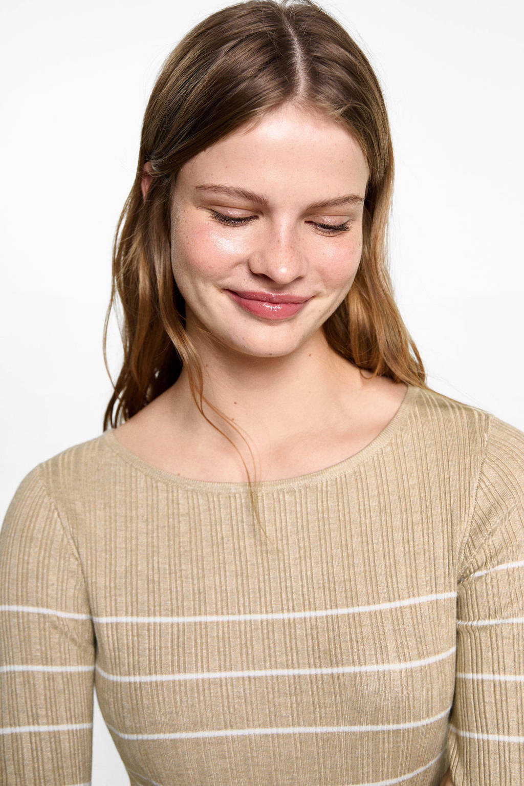 MANGO TEEN trui lichtbruin fijn gebreid