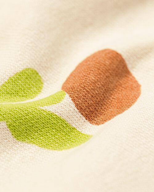 T-shirt bébé côtes fleurs écru
