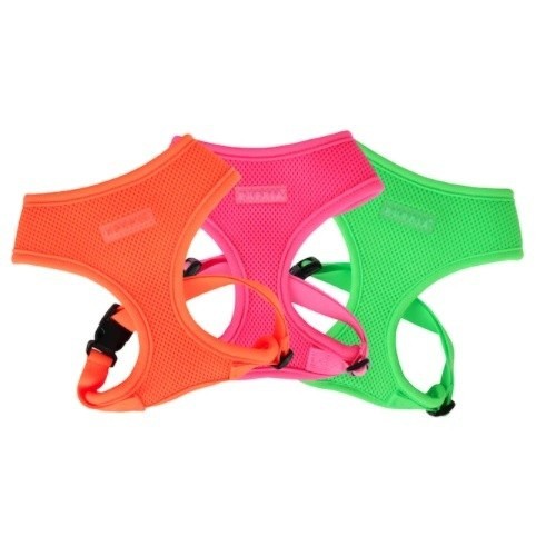 Coleira peitoral macia neon para cães, rosa