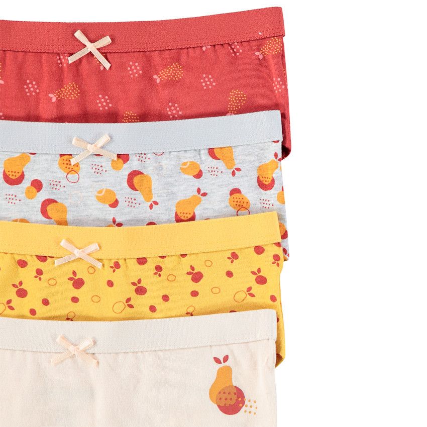 Lot de 4 shorties en coton pour enfant fille - Ecru
