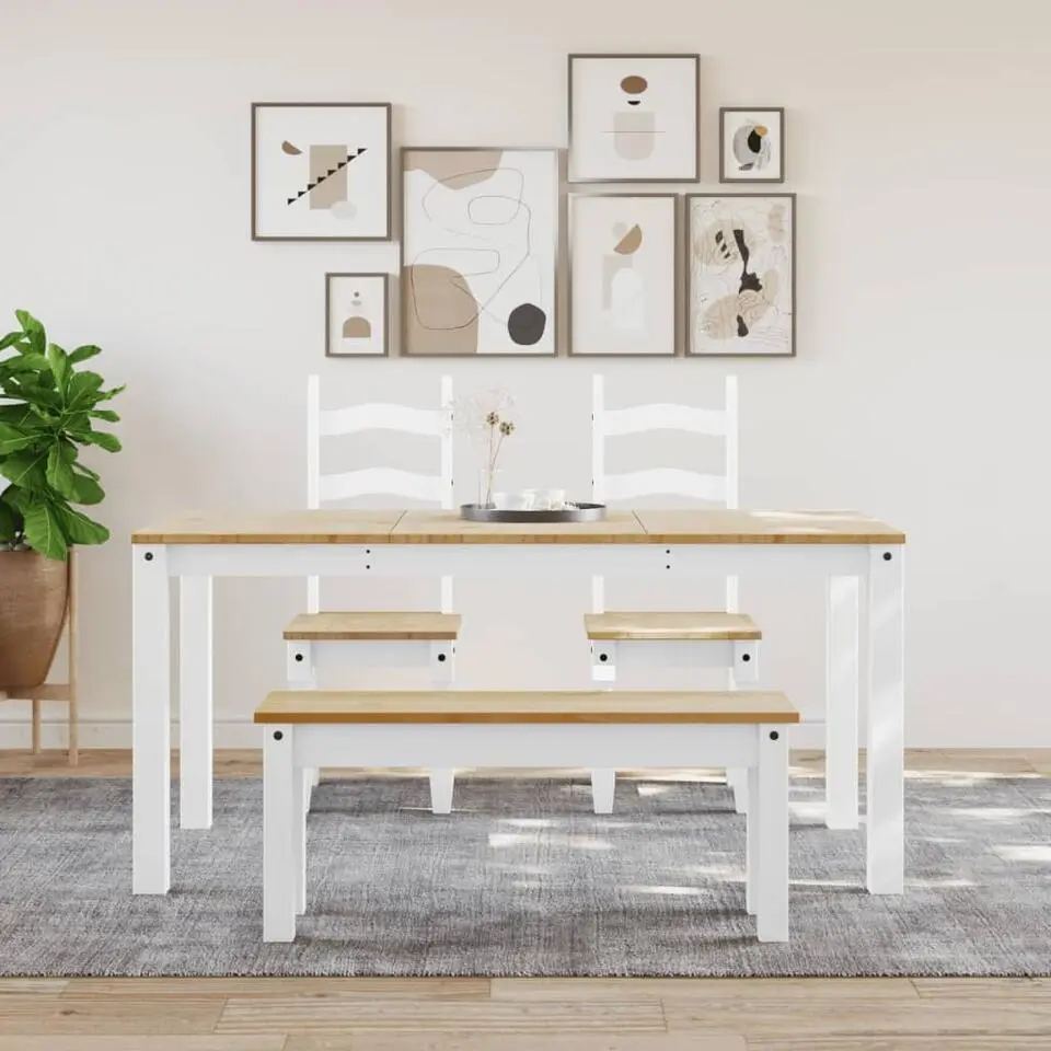 vidaXL Eettafel Panama - Rechthoekige tafel - Wit - Grenenhout - 160x80 cm
