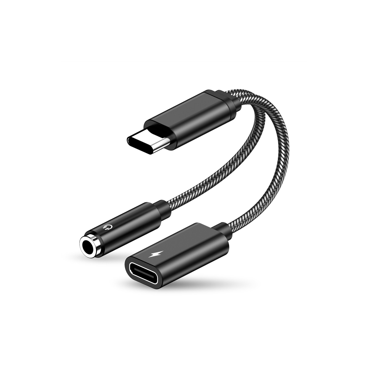 NÖRDIC 2 i 1 USB C til 3,5 mm hodetelefonadapter med 60W lading