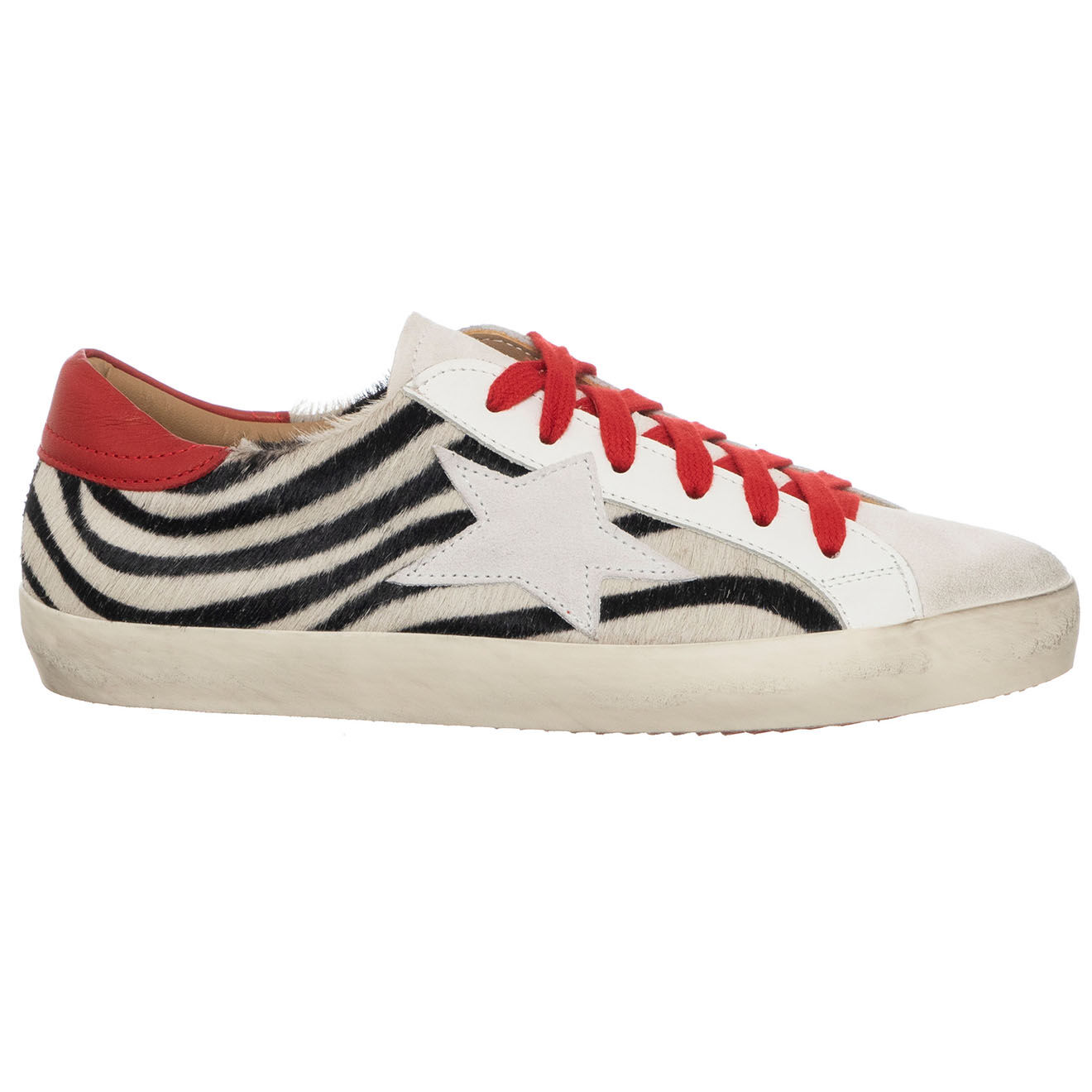 Loretta Pettinari Sneakers en Cuir Valeria rouge/noir/beige - Plateforme 2.5 cm