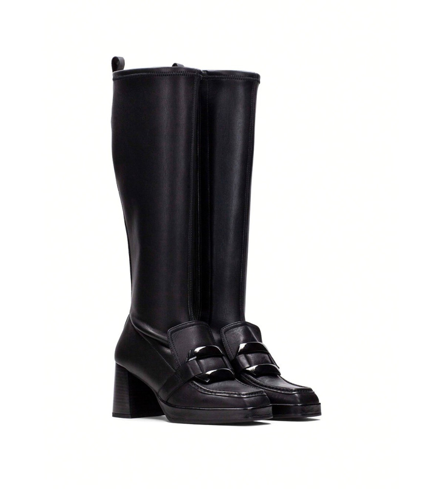 Botas Hispanitas Natalie em couro, pretas - Salto de 7 cm -