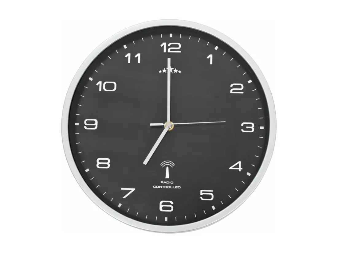 Horloge murale radioguidée avec mouvement à quartz 31 cm Noir