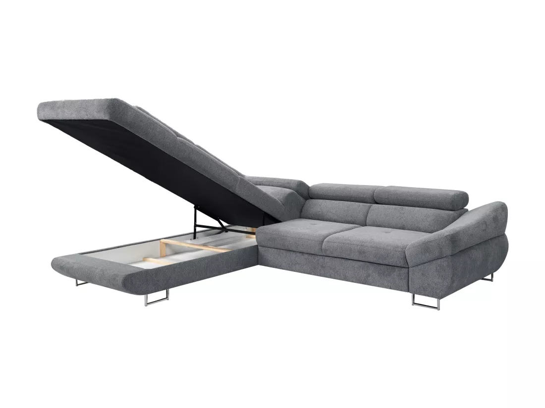 Canapé d'angle gauche convertible en tissu texturé gris DALIAS