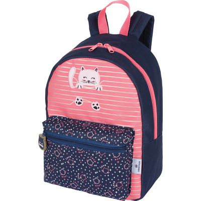 Petit Sac à dos Chaton - 1 compartiment - corail et marine - Oberthur