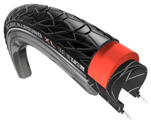 CST Pneu extérieur Classic Allround XL25 28 x 1.50 Noir avec lignes réfléchissantes