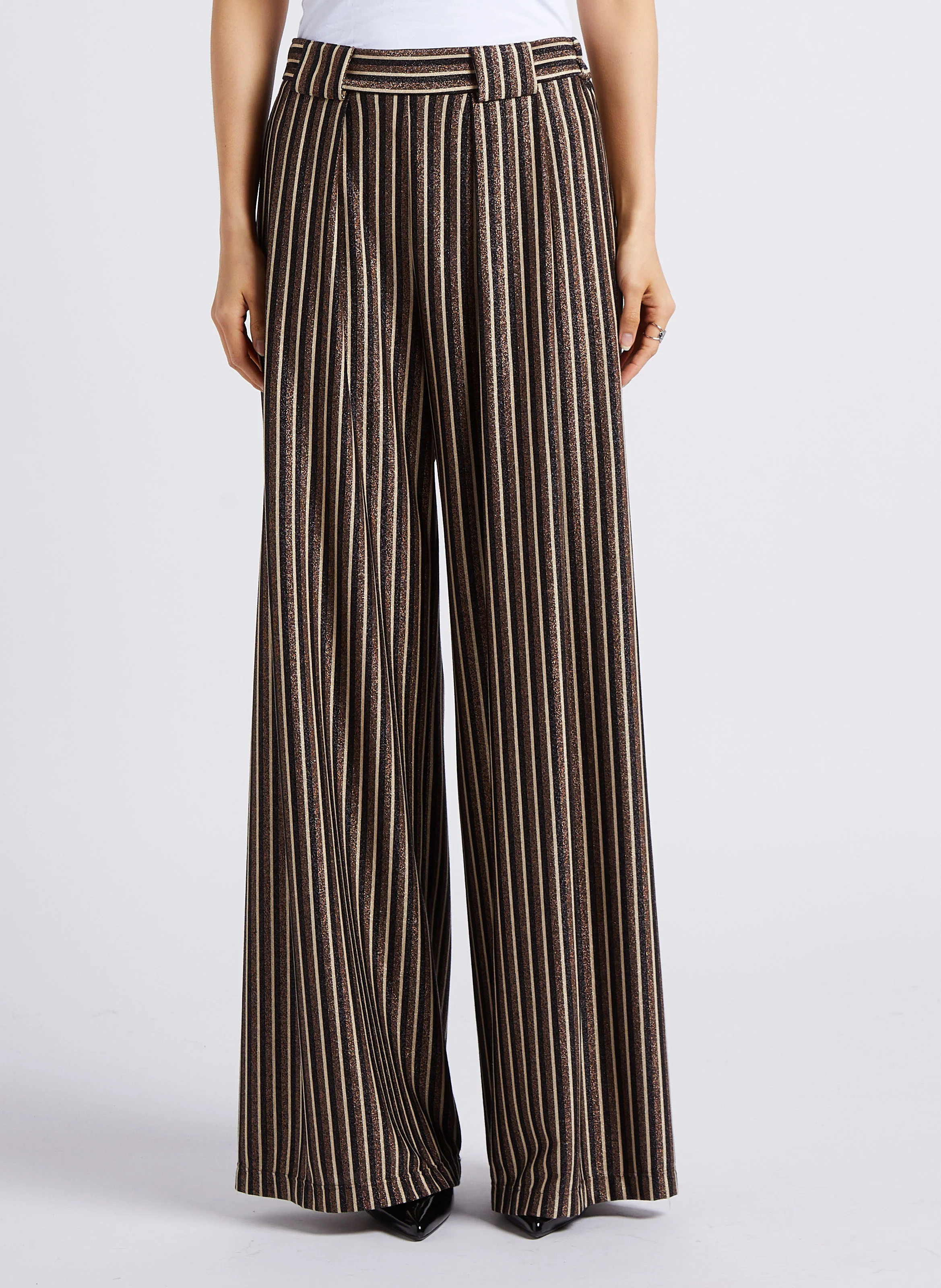 ASPEN - Pantalon large rayé pailleté | Rayé