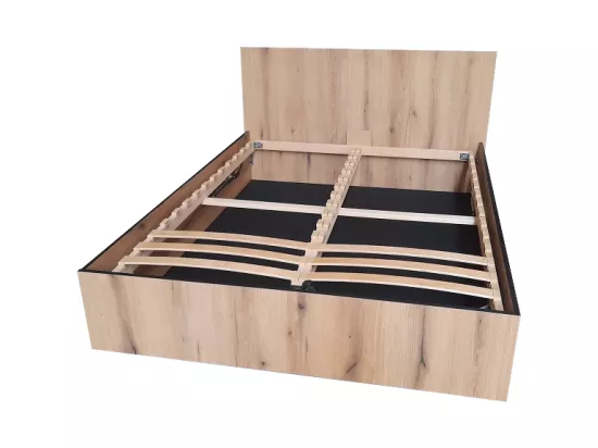 Lit coffre 140 x 190 cm - Coloris : Naturel et anthracite - ELPHEGE