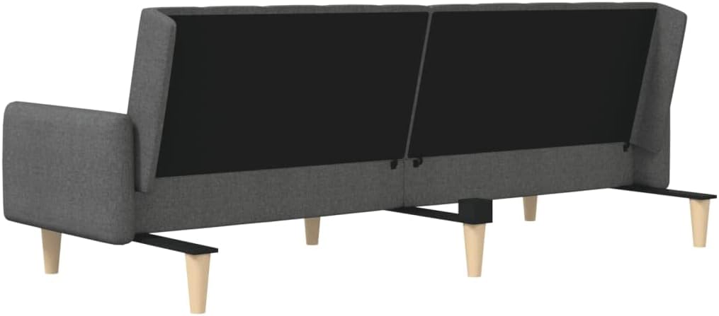 Schlafsofa 2-Sitzer Mit Armlehnen Dunkelgrau Stoff Sofa mit Holzrahmen, Schlafcouch für Wohnzimmer Heimkino Büro, Couch Sofabett Tagesbett Gästebett,