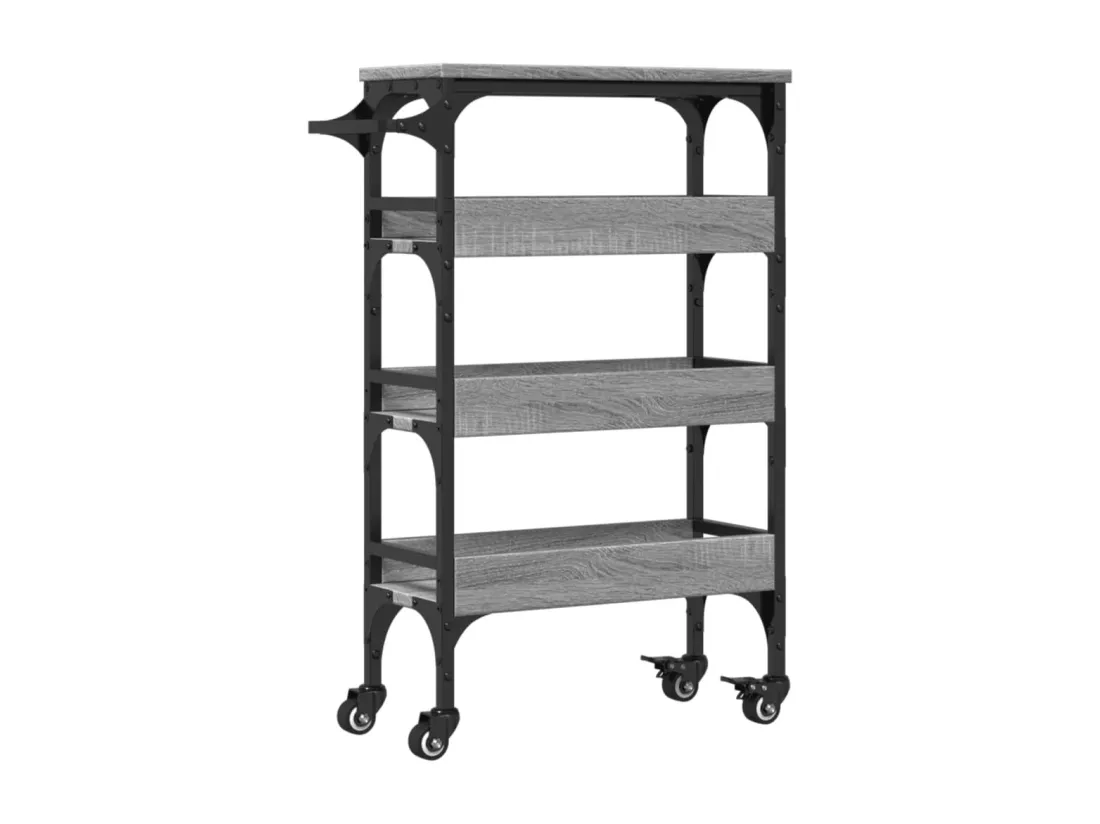 Chariot de cuisine sonoma gris 53x20x76 cm bois d'ingénierie