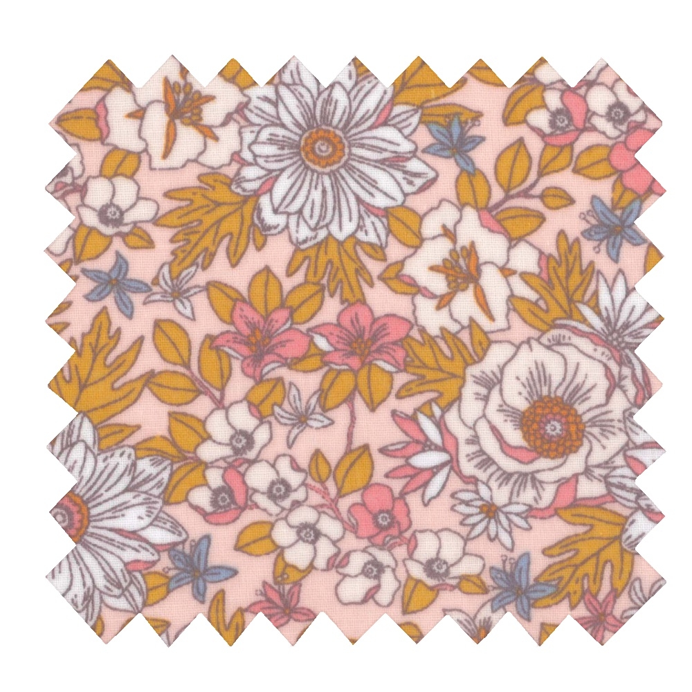 Tissu Enduit Au Mètre Ex2356 Fleuri Vintage Moutarde