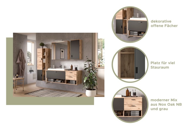 welltime Badezimmerspiegelschrank »Dolo, Breite 80 cm, 3 Spiegeltüren, 9 Fächer, 6 Einlegeböden« 1 Stk. tlg. Badmöbel, Badschrank, Schrank, Wandschrank, Bad, Badezimmer
