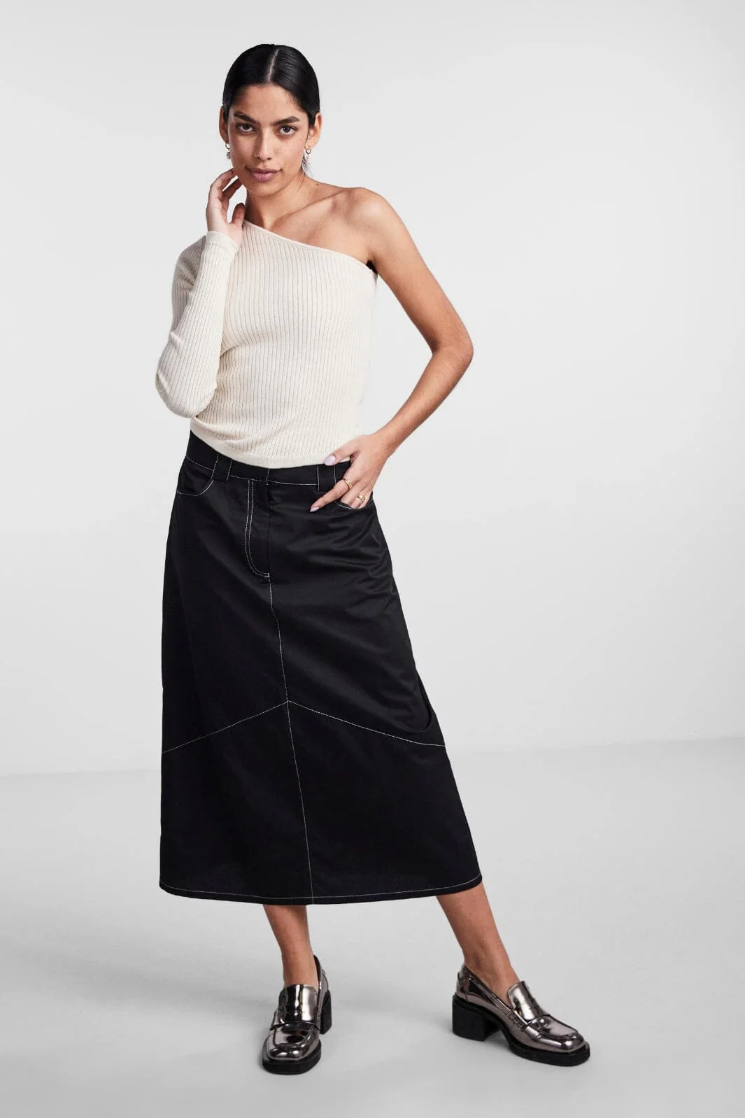 Pieces Pcmandy One Shoulder Knit Top Dmo cloud dancer