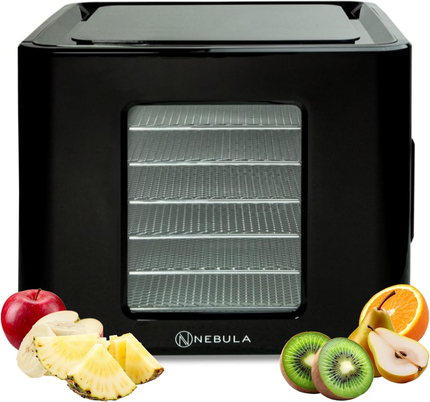 Nebula Lebensmittel Dörrgerät Mit 6 Edelstahlschalen | LED-Touch Control Design, Einstellbare Digitale Temperatur 35-70 °C & 48-Stunden-Timer | Dörrautomat Für Obst, Gemüse, Fleisch Und Mehr | 400W