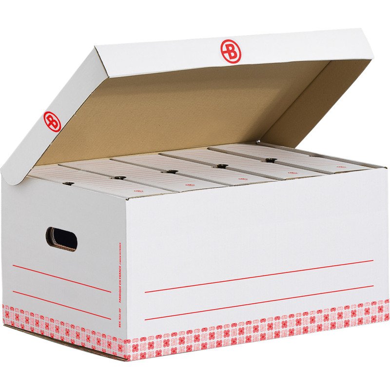Pack archivage carton Bruneau - Dos 10 cm  - Haute résistance - blanches - 60 boîtes + 10 caisses