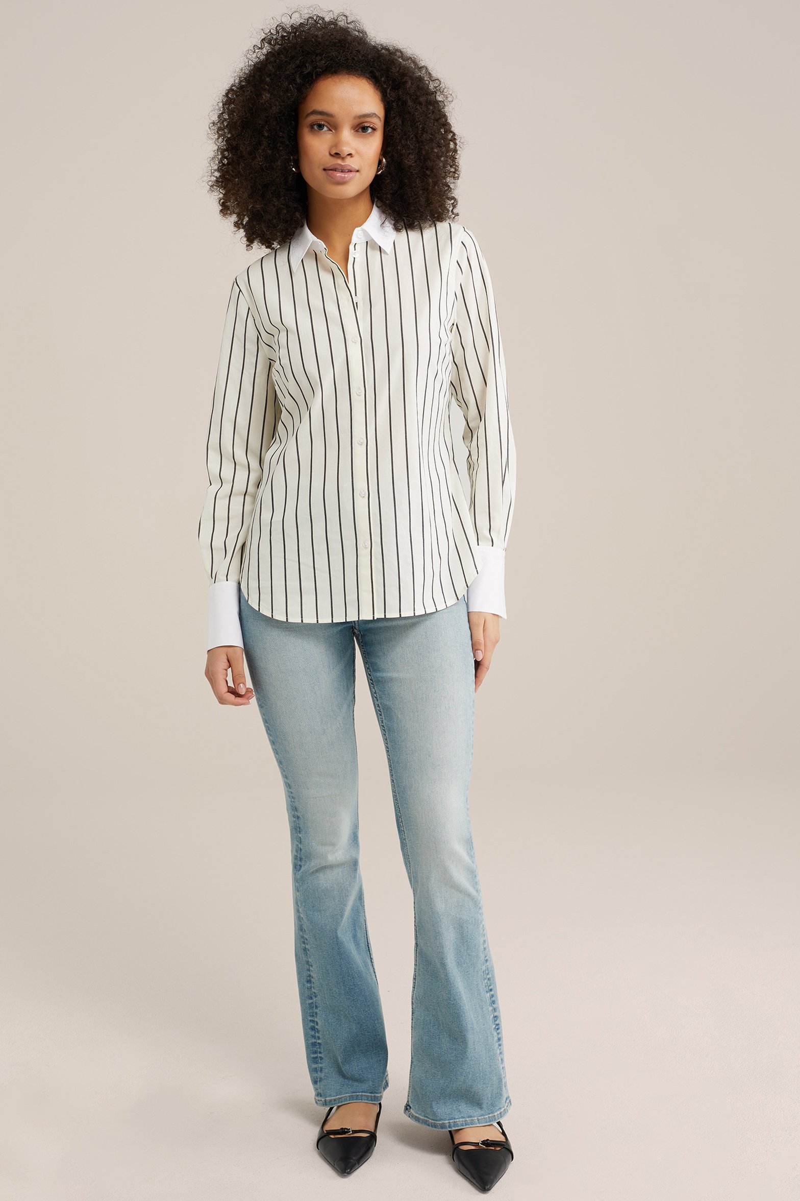 flared jeans met stretch WE Fashion Felblauw