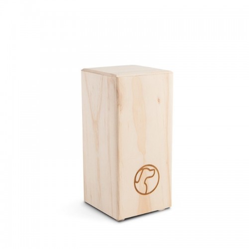 Urna vertical básica de madeira para cães, cor natural.