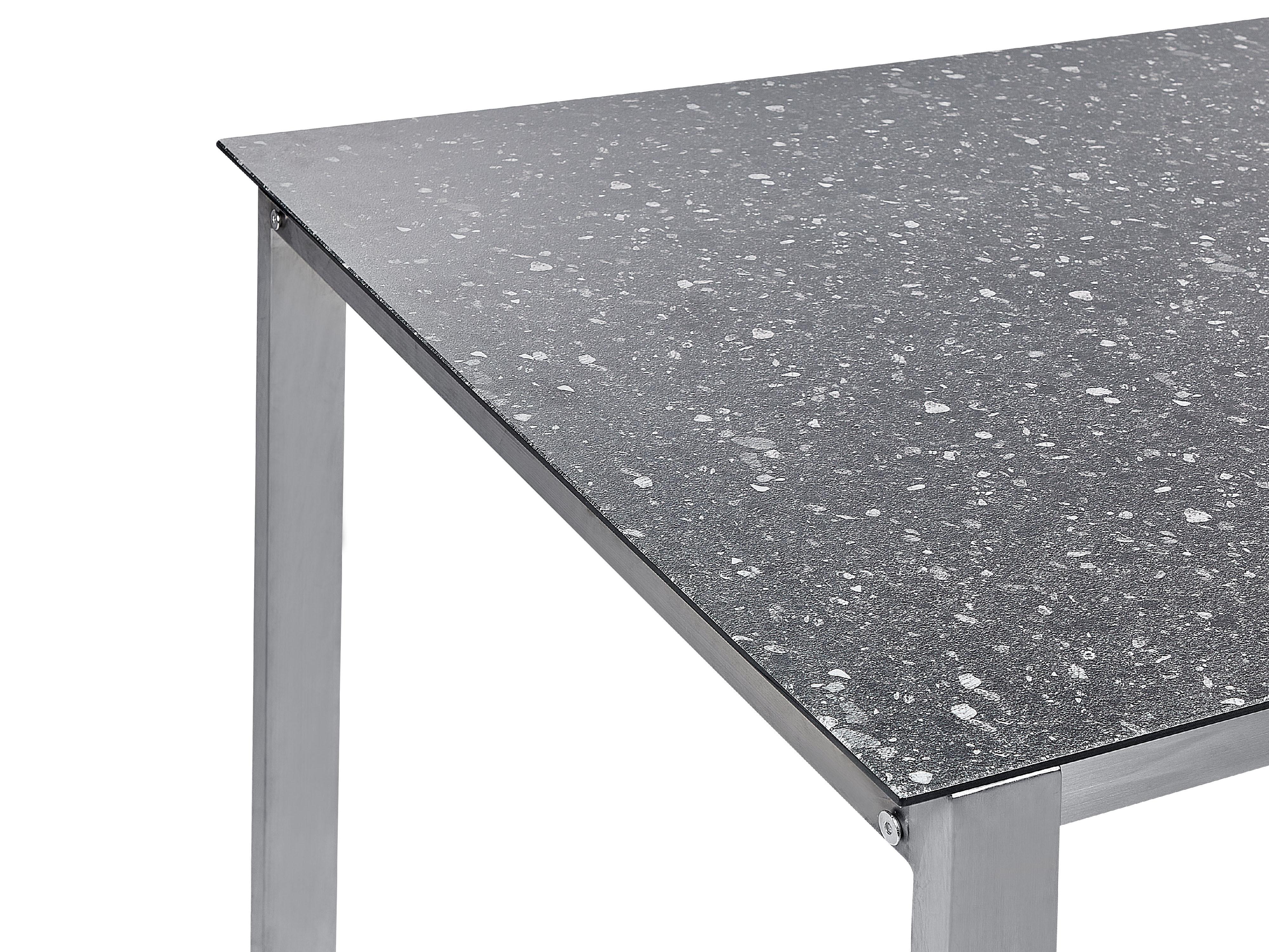 Tuinset 4-zits COSOLETO/GROSSETO Veiligheidsglas Granieteffect Zwart