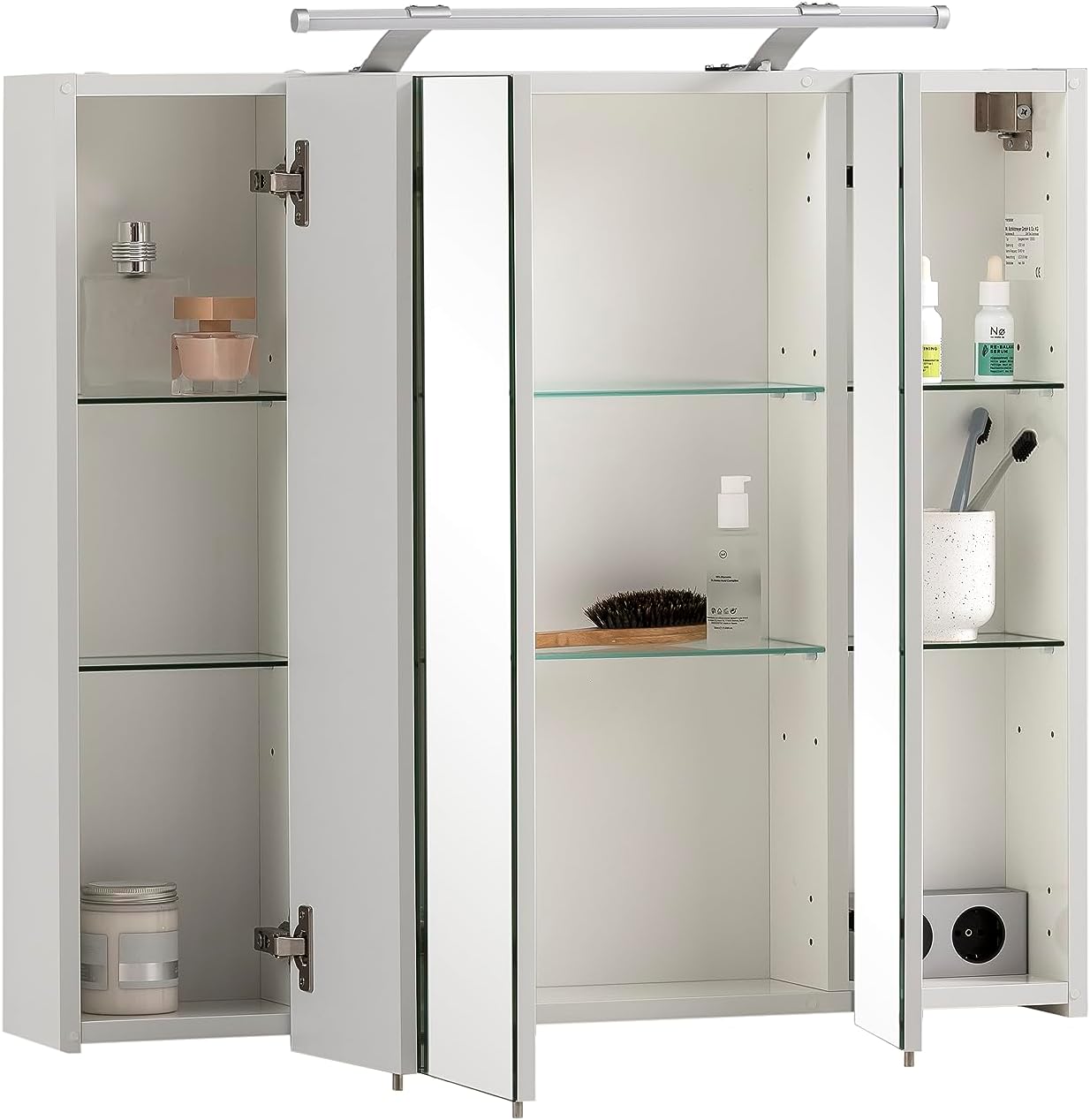 Schildmeyer Spiegelschrank 125353, 80 x 75 x 16 cm, weiß Glanz