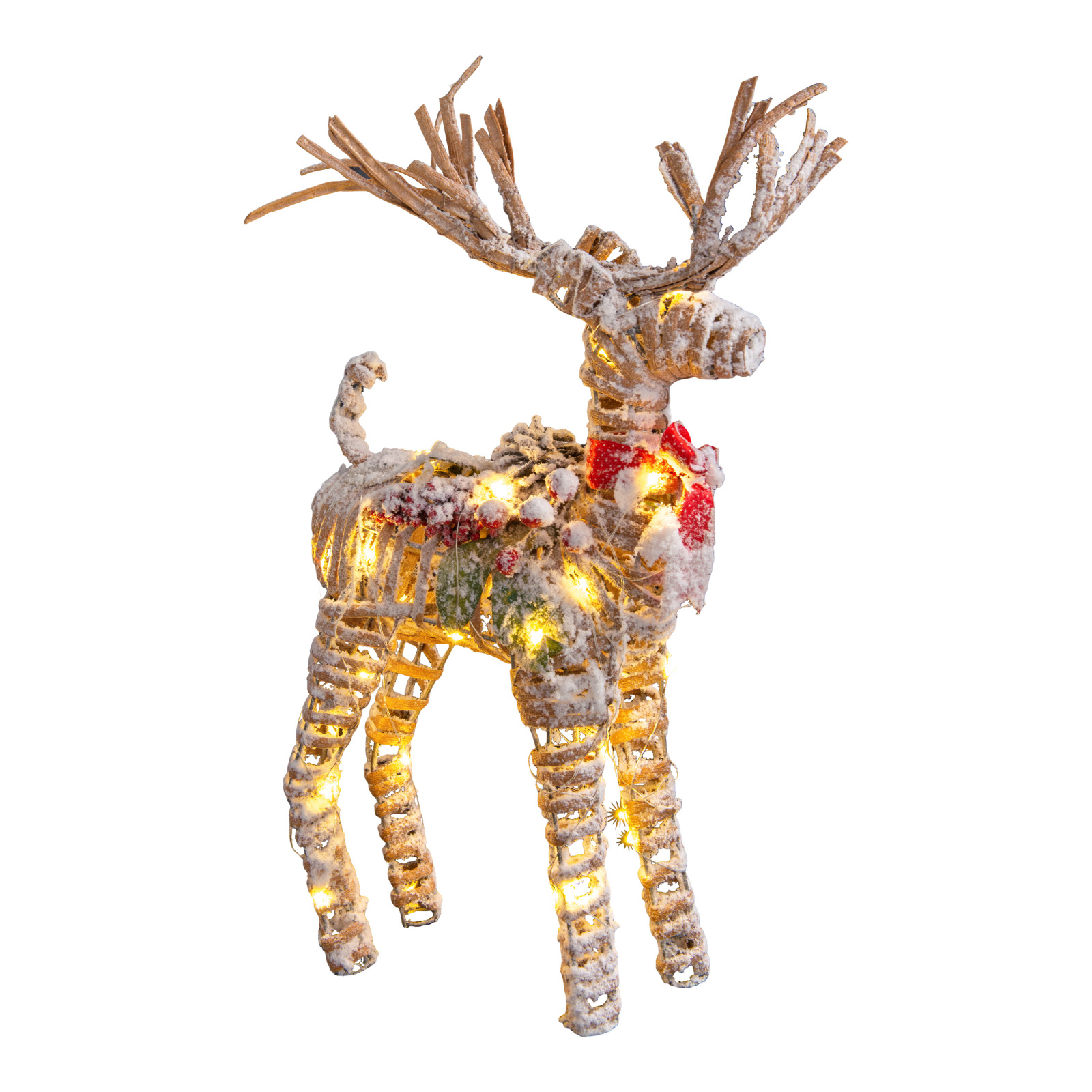 LED-Weihnachtsdeko RENTIER - naturfarben - mit Timer