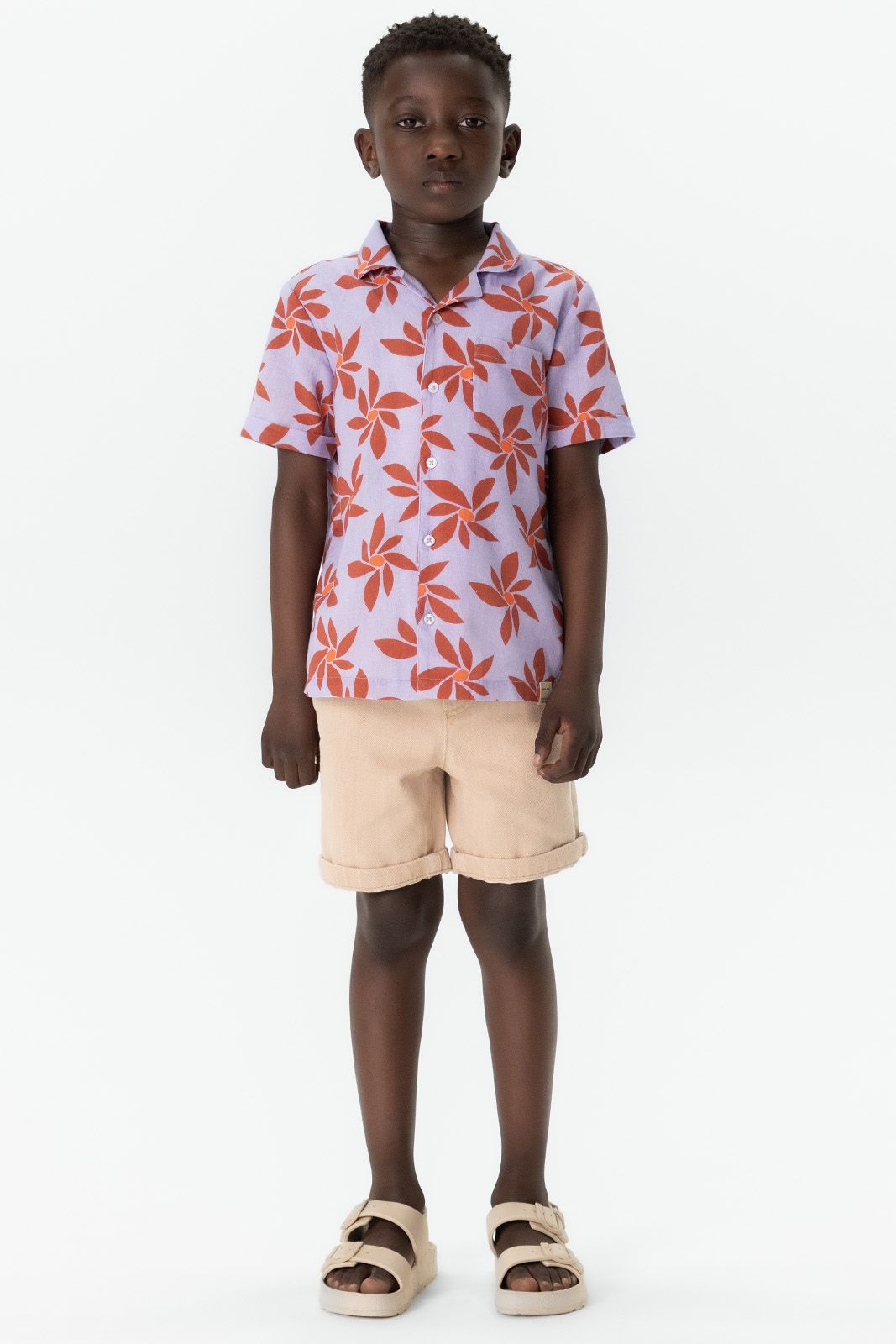 Lavendel overhemd met bloemenprint