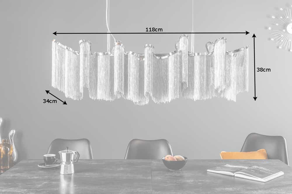 Extravagante Hängeleuchte ROYAL 120cm silber Hängelampe