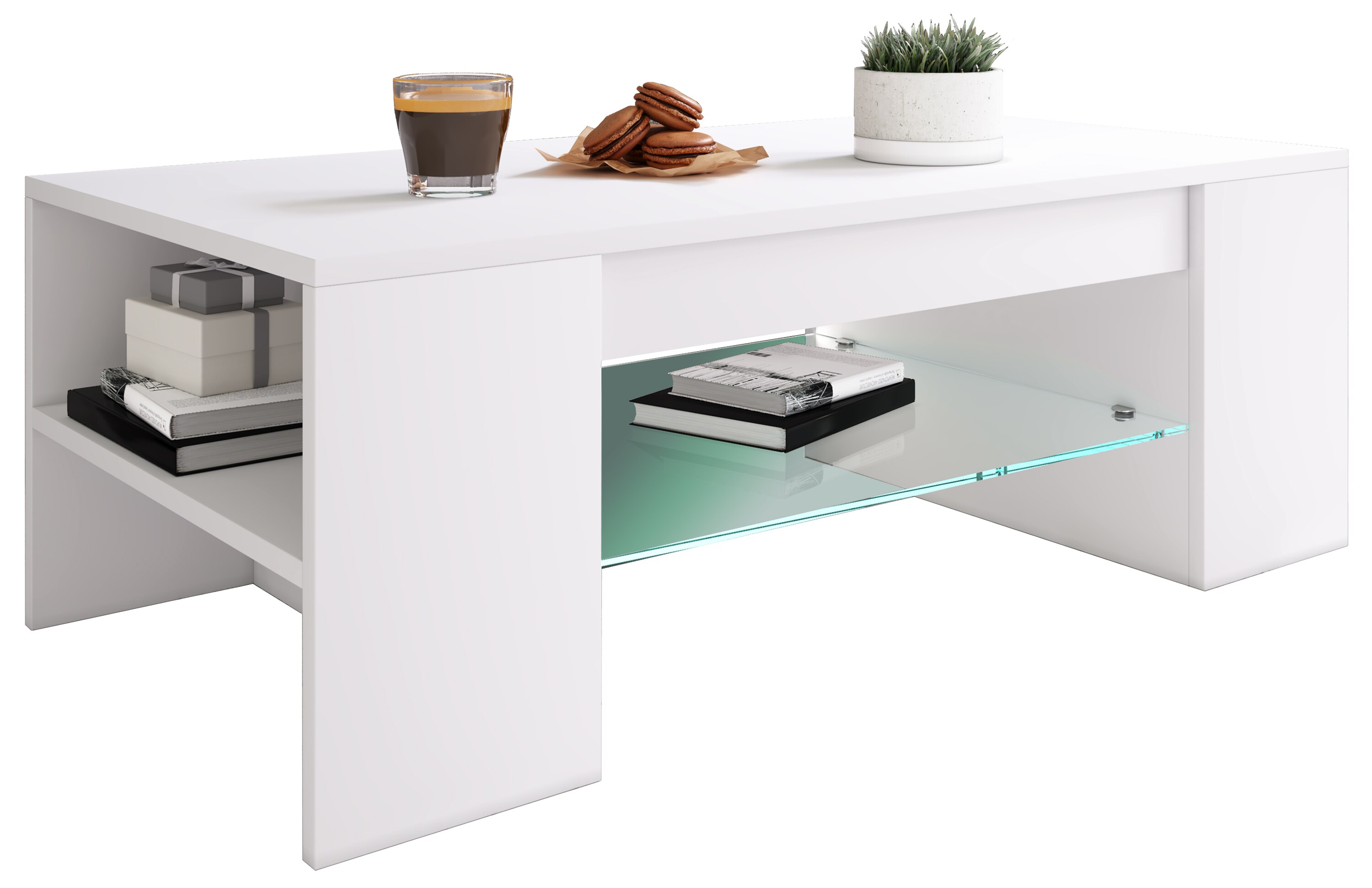 VCM Holz Couchtisch Sofatisch Wohnzimmertisch Beistelltisch Schublade Glas Tunas