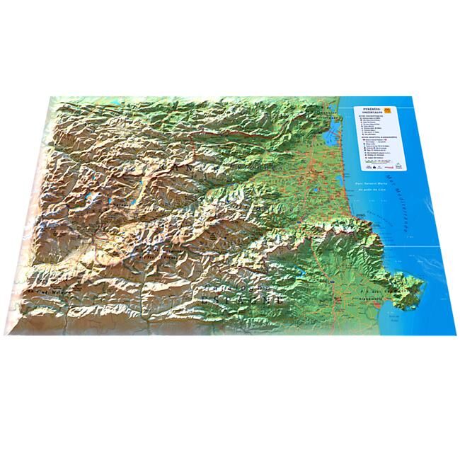 3D MAP - RELIEF PYRENEES ORIENTALES 61X41