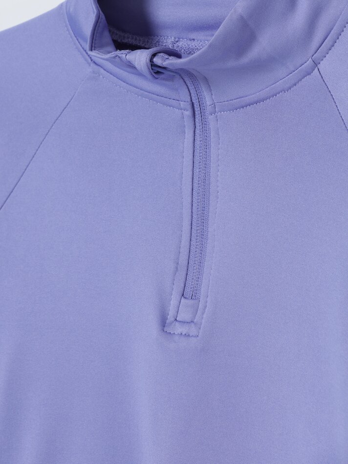 Camiseta esportiva com gola alta - Azul Médio