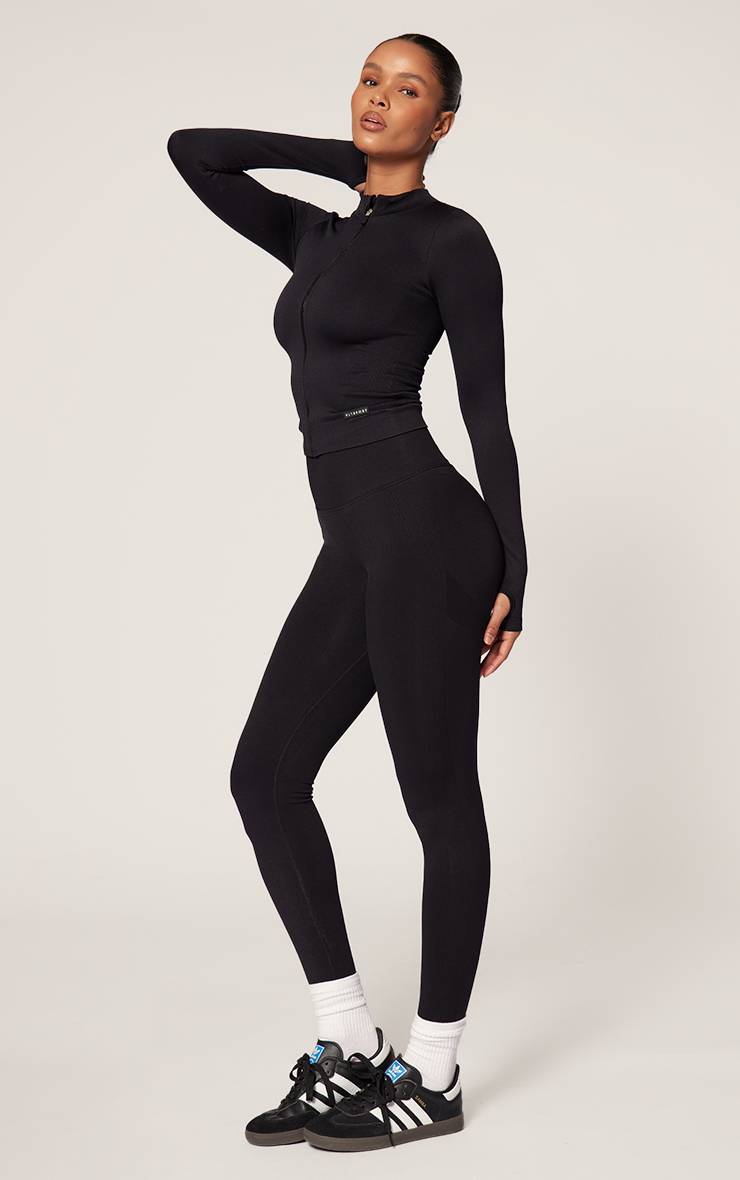 Noir Legging Sans Couture Froncé Au Fessier