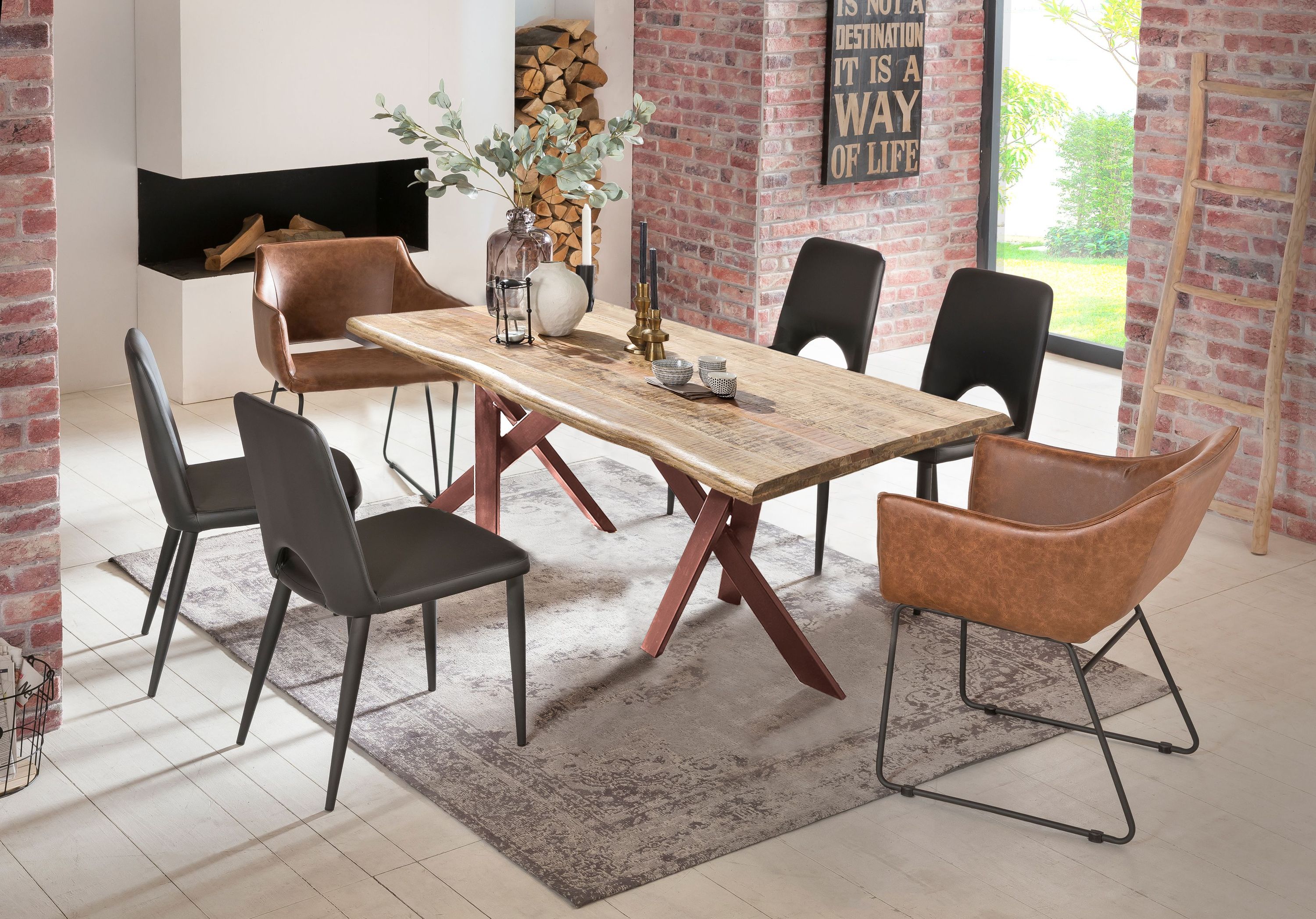 Tisch 200x100 Mango Metall Holztisch Esstisch Küchentisch Speisetisch Esszimmer