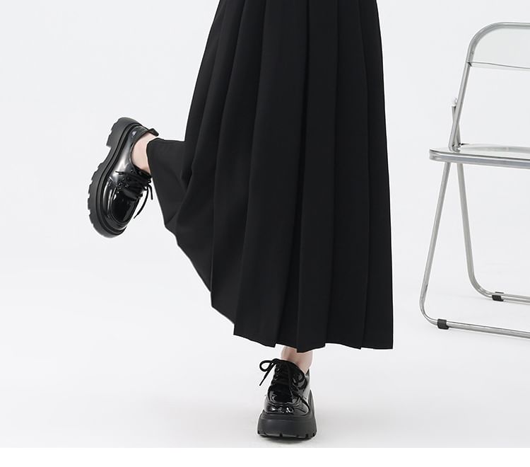 Niji Smile - A-lijn geplooide maxi-rok met hoge taille