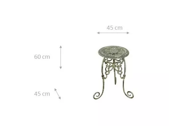 BISCOTTINI Support de Pot de Fleurs - Fonte avec Finition Argent Antique - Porte-Plante - Pot d'Intérieur et d'Extérieur - Jardinière - Jardin - Salon - Salle à Manger - Présentoir - Décoratif - 45x45x60cm