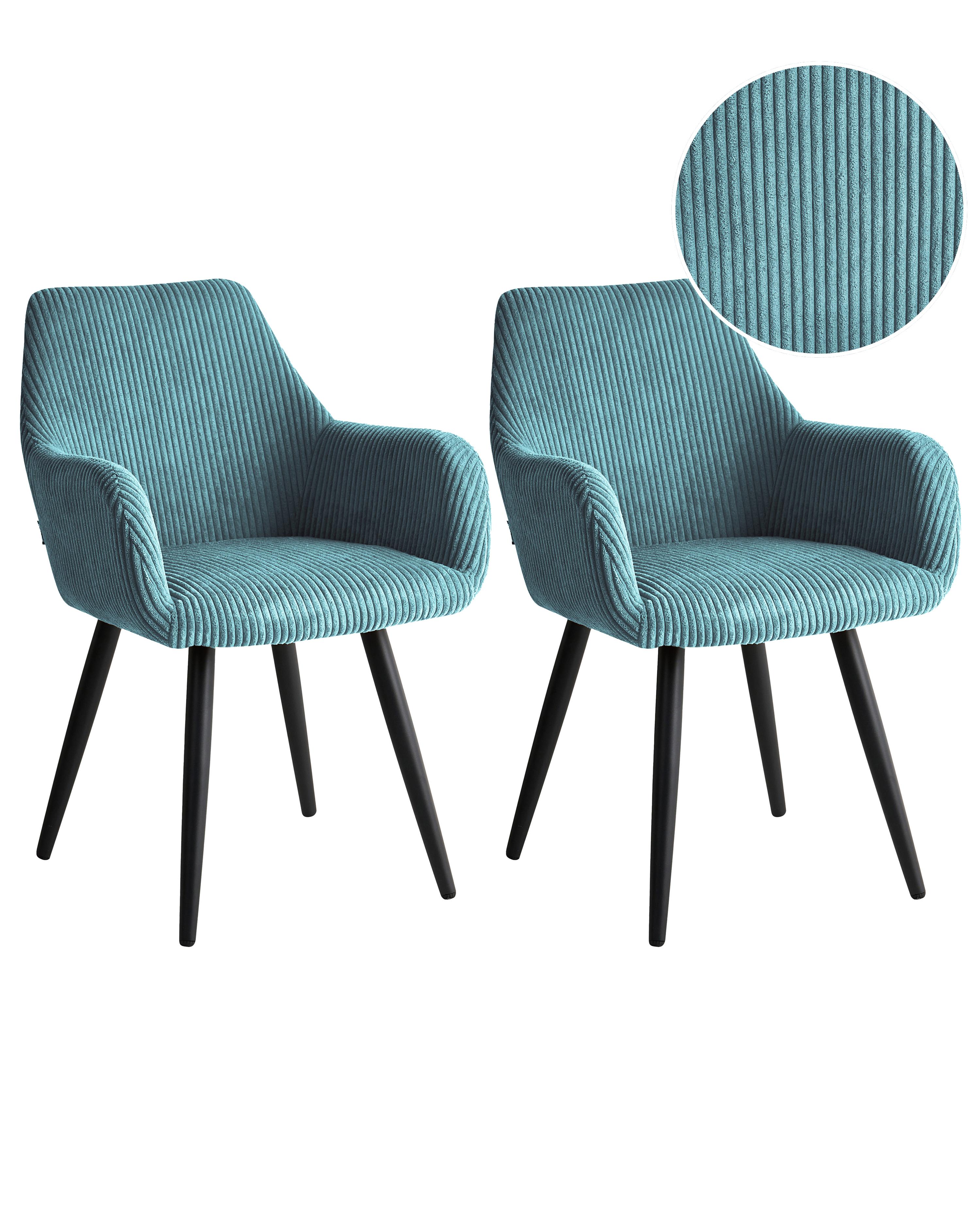 Set van 2 eetkamerstoelen MORI Corduroy Turquoise