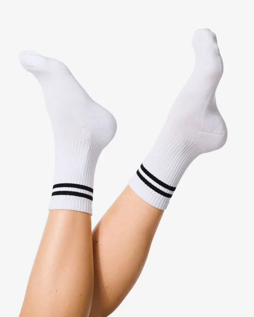 2 paires de chaussettes de sport femme 3/4 avec coton blanc