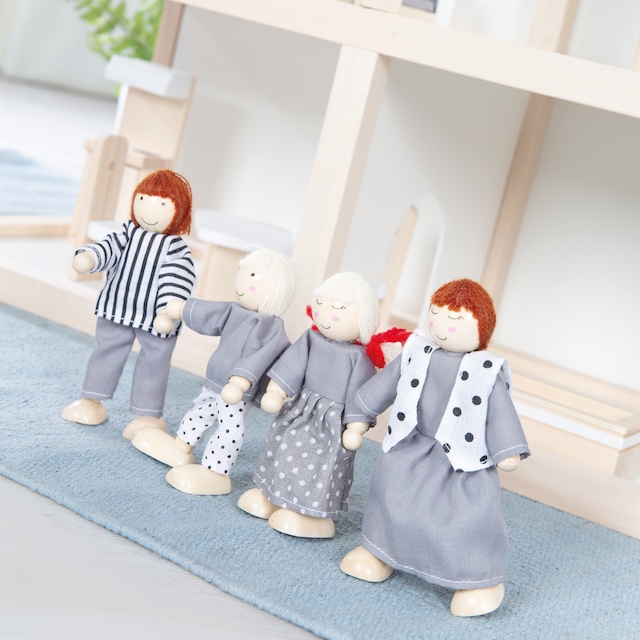 roba® Puppenhaus mit 4 Puppen und 24 Einrichtungsteilen