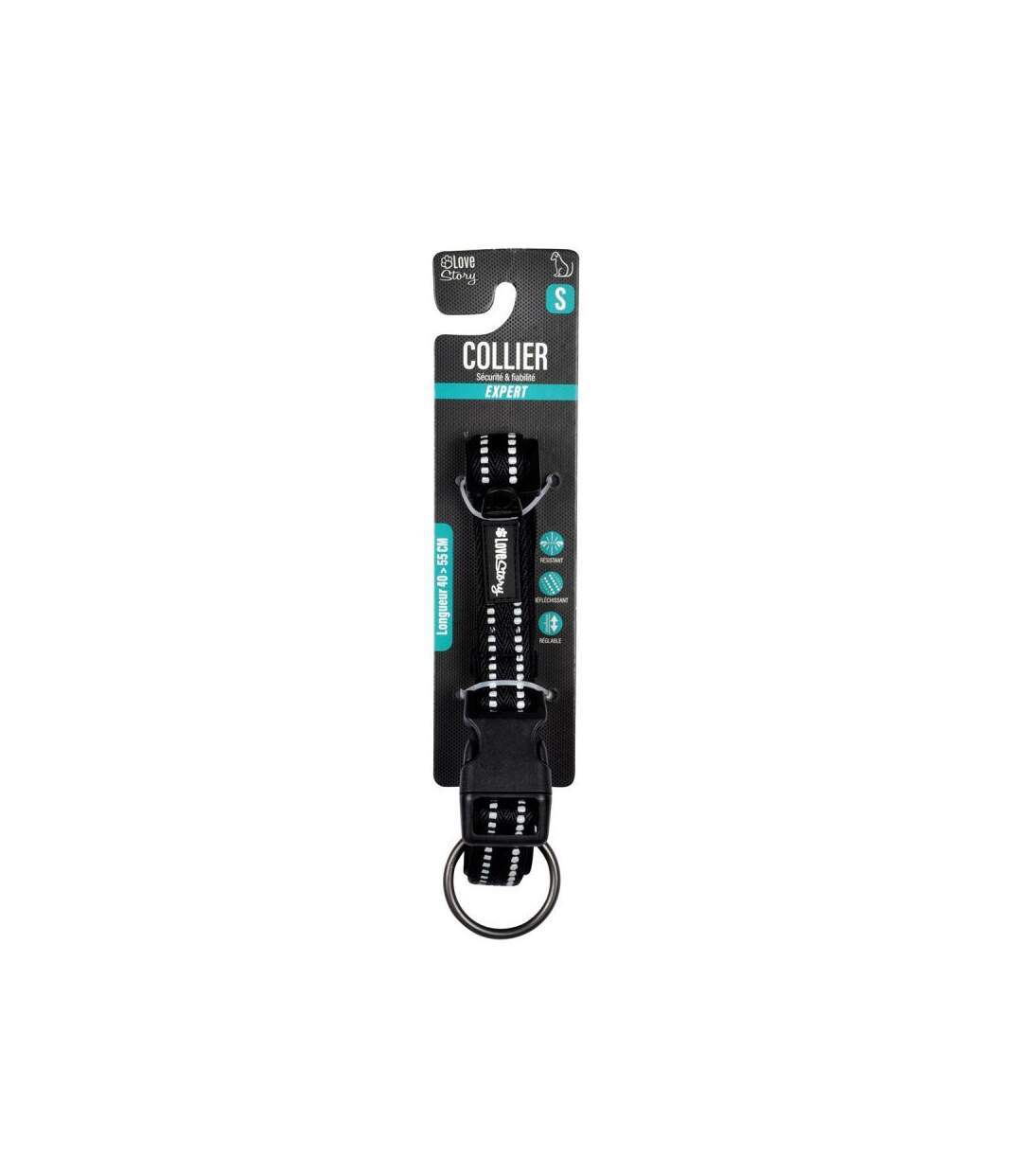 Paris Prix - Collier Pour Animaux expert Réglable 55cm Noir