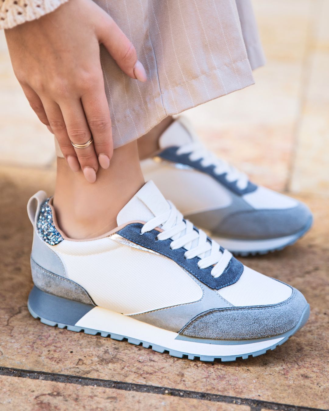 Basket femme denim blue à lacets jeans - Nohane