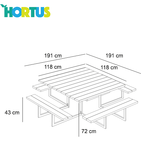Hortus Stamford bordbænkesæt - sort