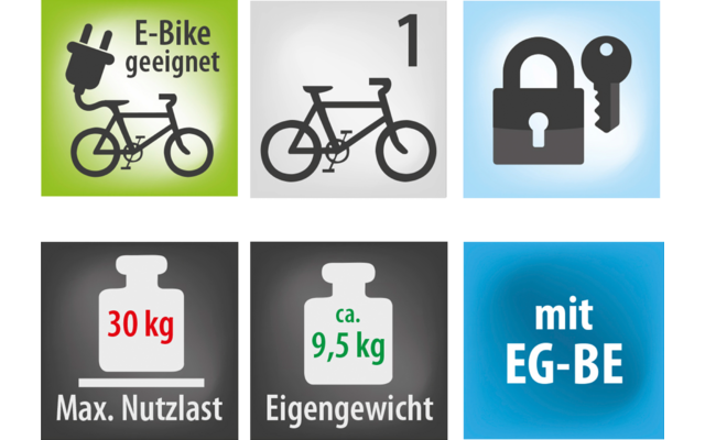 EUFAB Kupplungs-Fahrradträger Crow 1 für 1 Fahrrad, E-Bike geeignet