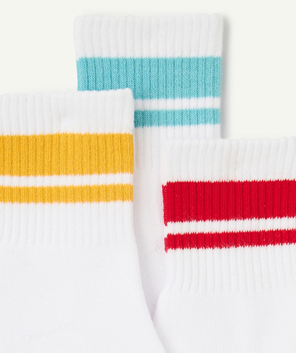 DIMlot de 3 paires de socquettes rouge bleu et jaune