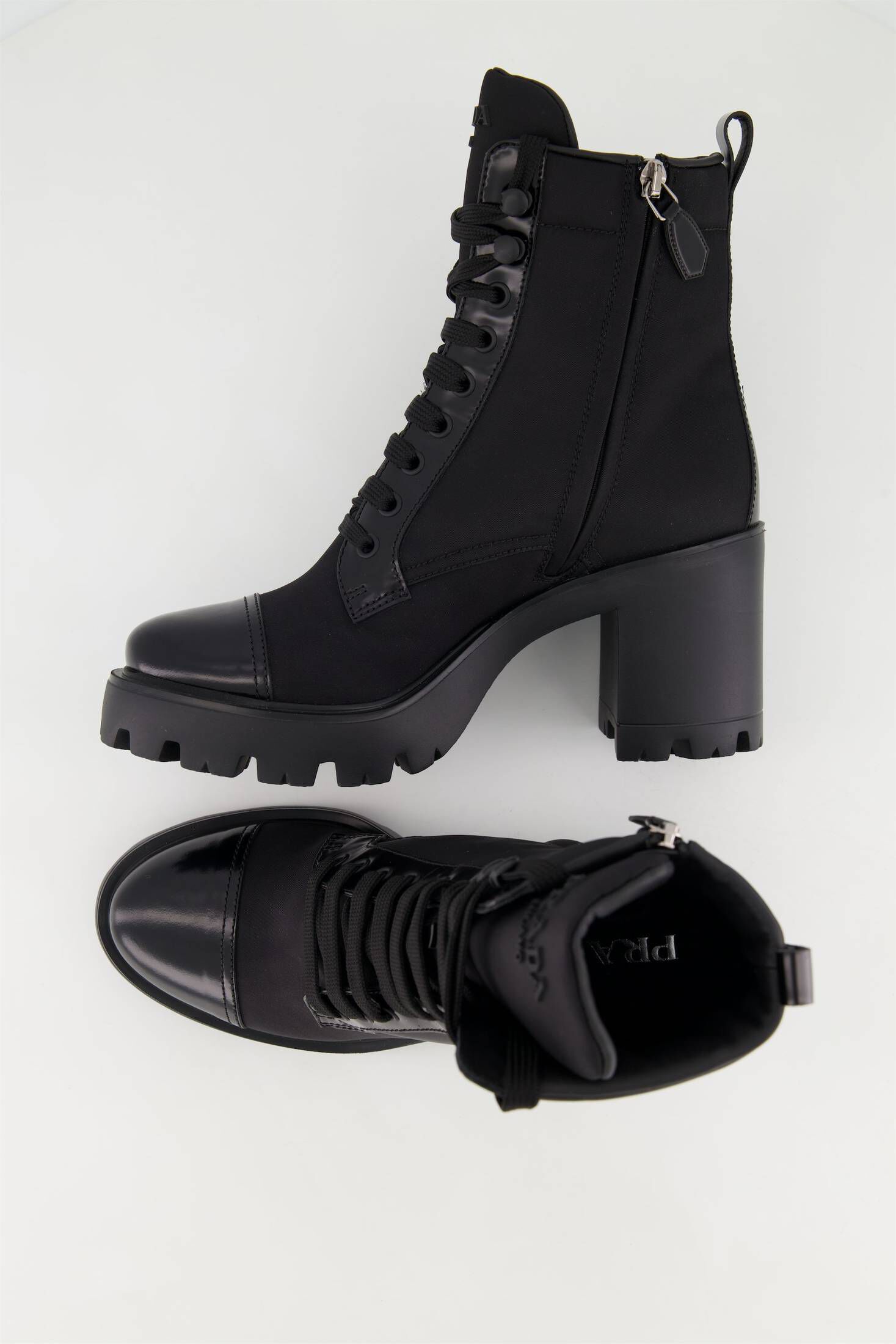 Prada| Damen Stiefeletten LACE-UP BOOTIE aus Re-Nylon und Leder