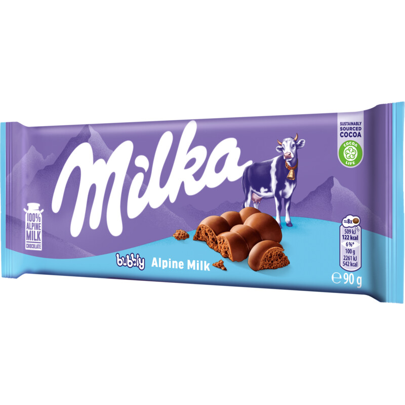 Milka Chocoladereep bubbly alpenmelk